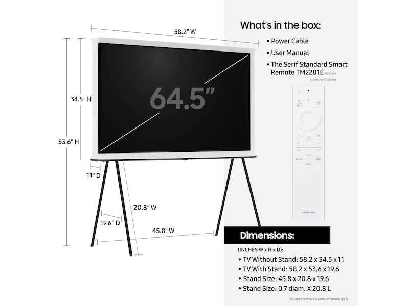 Samsung 65" Class QN65LS01 The Serif QLED 4K UHD HDR Smart TV (2022) - QN65LS01BAFXZA